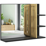 HOMCOM Specchiera Bagno Moderna da Parete a 4 Ripiani in Legno, 45x15x58.5cm, Nero