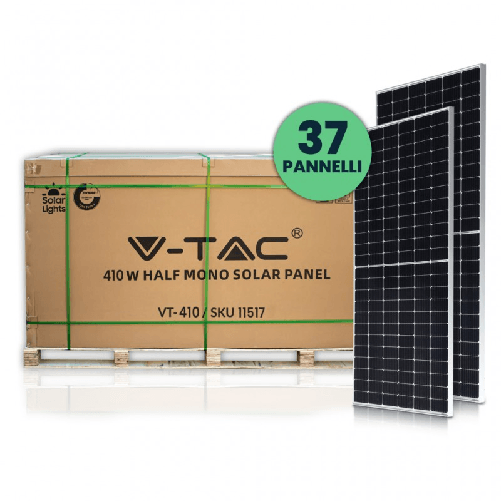 V-TAC VT-410 Kit 15,1kW 37 Pannelli Solari Fotovoltaici Slim 410W 108 Celle IP68 - SKU 1151737
