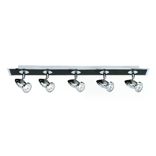 SearchLight Plafoniera Lineare Moderna Cometa Acciaio Cromo Nero 5 Luci Gu10