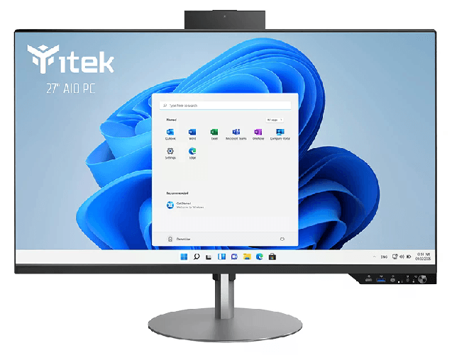 Itek Pc Aio Barebone 27 Fhd H610 2Xddr4 M.2 2X Ssd/Hdd 2.5 Wifi Bt Pop-Up Cam Spkr Type-C