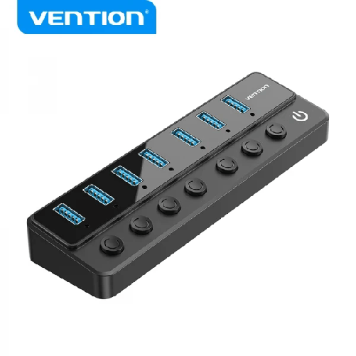 Vention  Hub Vention 7 in 1 USB 3.0 a 7 porte USB 3.0 con interruttori individuali e alimentatore esterno