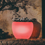 Vaso luminoso da giardino in resina bianca per esterno.