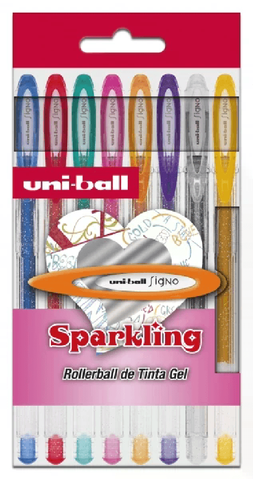 Uniball  Uni-ball UM-120 SP Signo Sparkling Pack de 8 Boligrafos de Tinta Gel - Punta de Bola 1mm