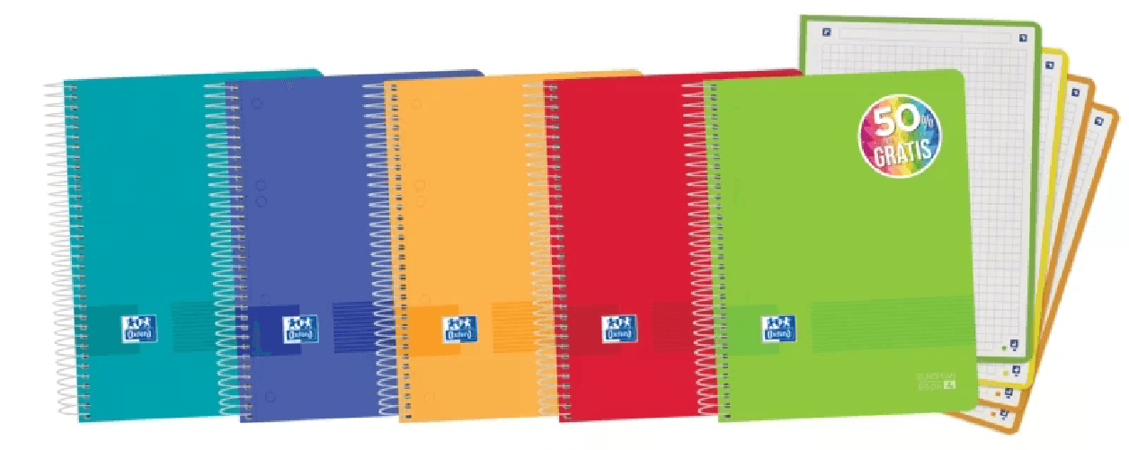 Oxford Live &amp; Go A5+ European Book - Copertina in plastica - 120 fogli - Colori assortiti