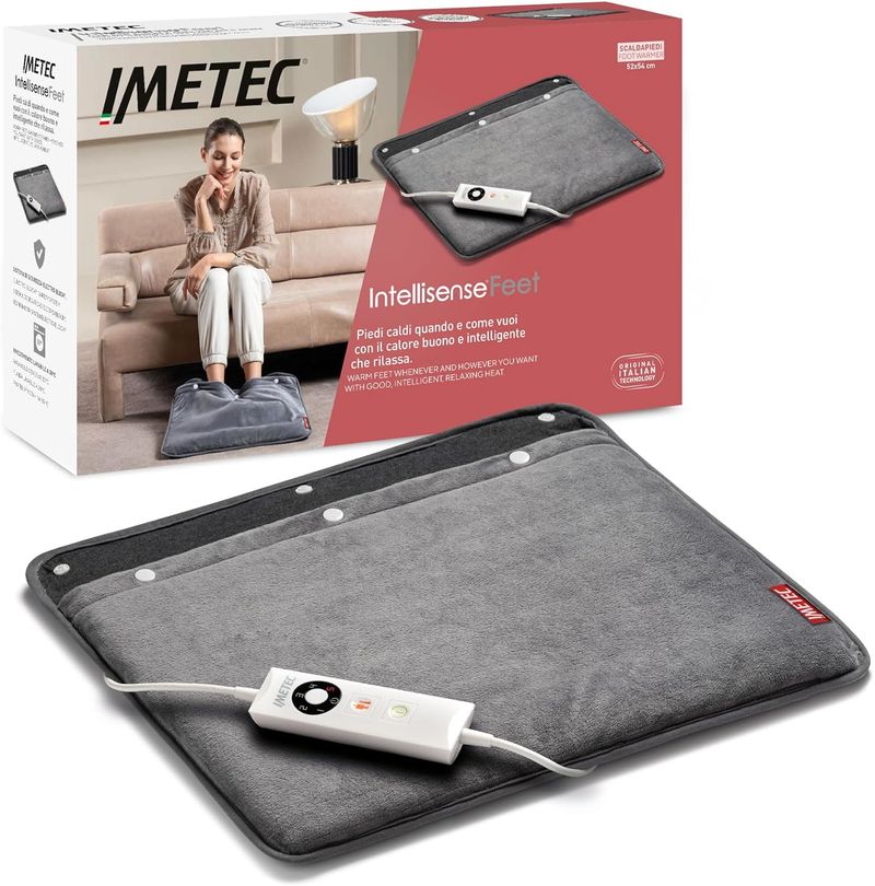 Imetec-IntellisenseFeet-Scaldapiedi-Tecnologia-intellisense-Tessuto-morbido-5-temperature-Autospegnimento-Dispositivo-sicurezza-electro-block-Rivestimento-lavabile-in-lavatrice-48x50-cm