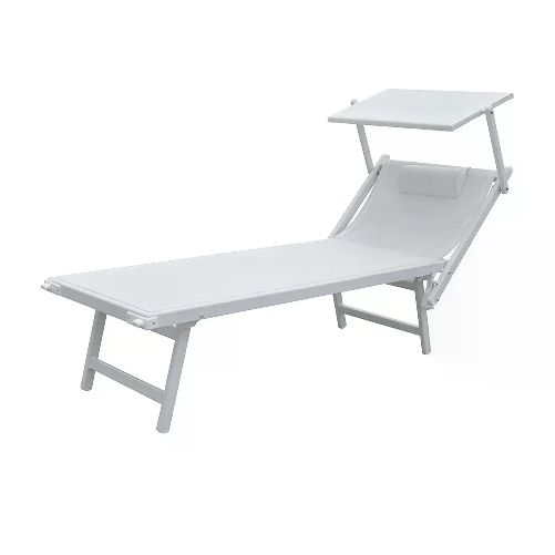 Tempo Style - Lettino Prendisole Bianco con Parasole e telaio bianco