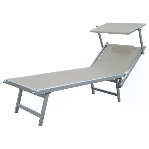 Tempo Style - Lettino Prendisole Grigio con Parasole e telaio alluminio