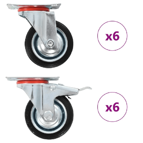 VidaXL Ruote Girevoli 12 pz 75 mm