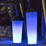 Vaso luminoso a led solare in polietilene bianco per