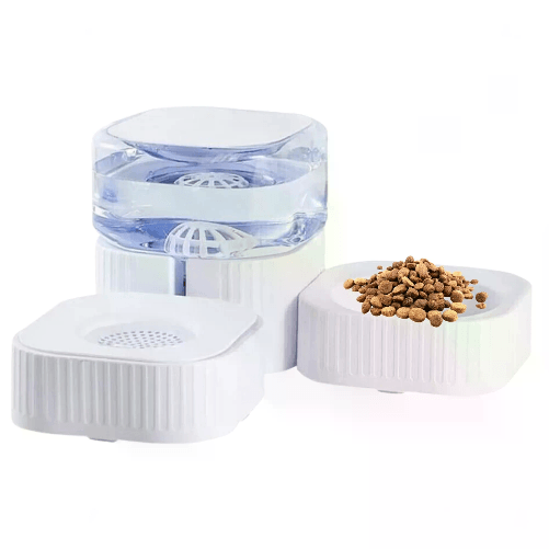 Cecaro Group Distributore Automatico di Cibo per Gatti e Cani da 4 Litri con 2 Ciotole