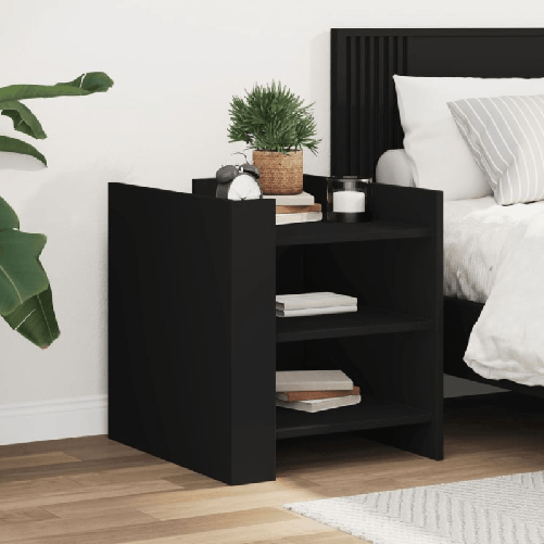 VidaXL Comodino Nero 45x50x50 cm in Legno Multistrato