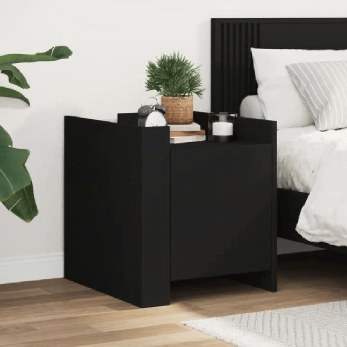 VidaXL Comodino Nero 45x50x50 cm in Legno Multistrato