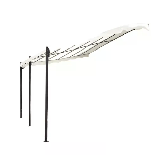 Garden Gazebo Pergola Addossato 3x4 m Metallo Antracite Telo Ecrù