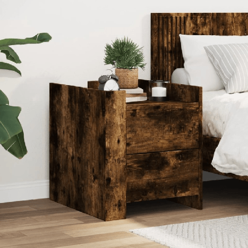 VidaXL Comodino Rovere Fumo 45x50x50 cm in Truciolato