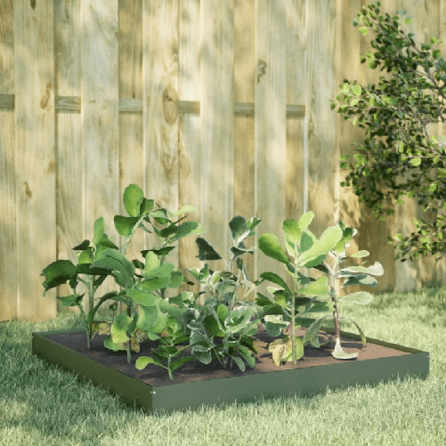 VidaXL Fioriera Rialzata Giardino Verde Oliva 100x100x18,5 cm Acciaio
