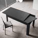 Pidema:Tavolo da pranzo antracite spatolato allungabile fino a 180 cm, tavoli da cucina allungabili con allunga da 60 cm. Dimensioni 180x77H cm