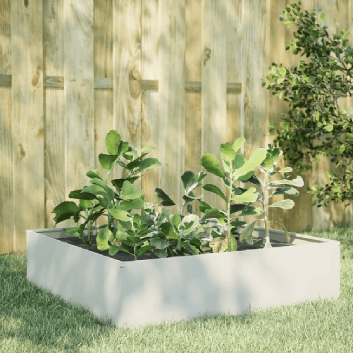 VidaXL Fioriera Rialzata da Giardino Bianca 100x100x25 cm in Acciaio