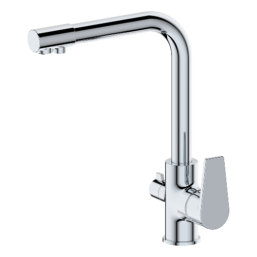 TECOM Miscelatore lavello girevole 3 vie cromato serie le mans