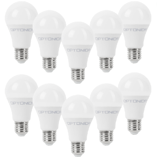 OPTONICA Lampadina led goccia e27 9watt resa 54watt risparmio energetico 4500k pezzi 10