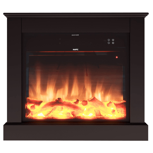 MPC  Caminetto Elettrico Mpc Camillo Xxl Nero 75cm Legno Nero 750w1500w Effetto Fiamma Led Realistico
