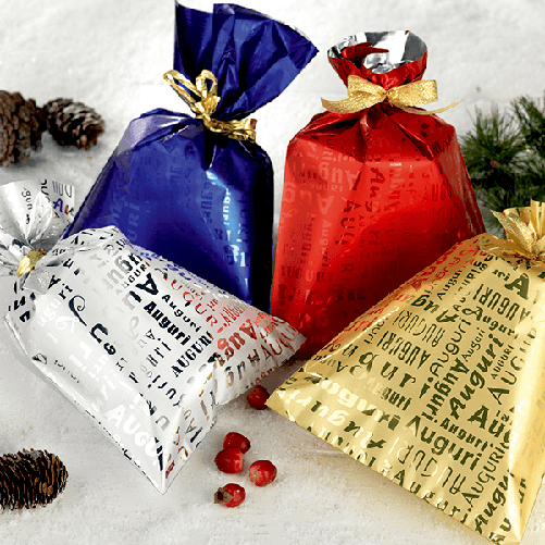 PienniPi Plast BUSTE REGALO IN PPL A SACCO 25x40 TANTI AUGURI METALLIZZATE (100PZ)