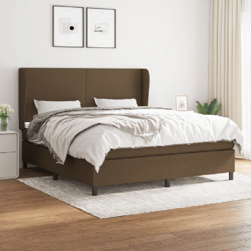 VidaXL Giroletto a Molle con Materasso Marrone Scuro 160x200cm Tessuto
