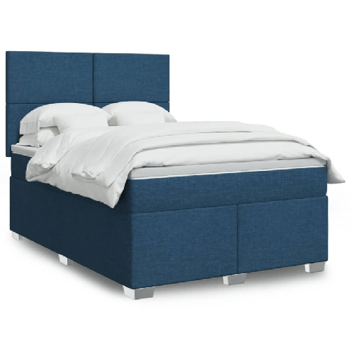 VidaXL Giroletto a Molle con Materasso Blu 140x200 cm in Tessuto