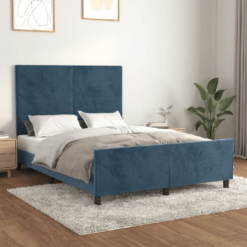 VidaXL Giroletto con Testiera Blu Scuro 140x190 cm in Velluto
