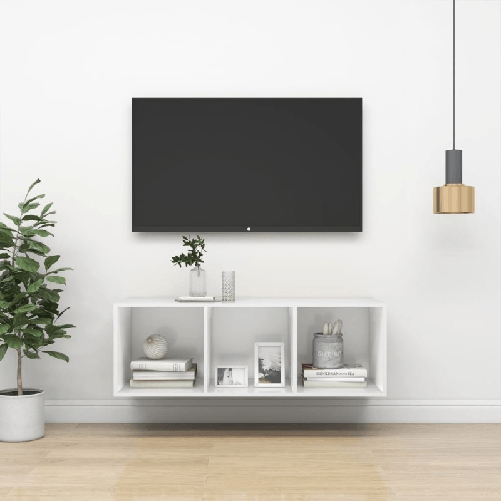 VidaXL Armadietto da Parete per TV Bianco 37x37x107 cm in Truciolato