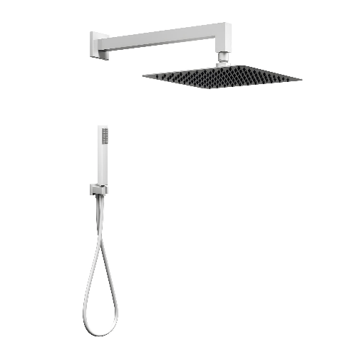OGOMONDO  Set per doccia soffione quadro in acciaio inox 25x25 millimetri bianco opaco *** confezione 1