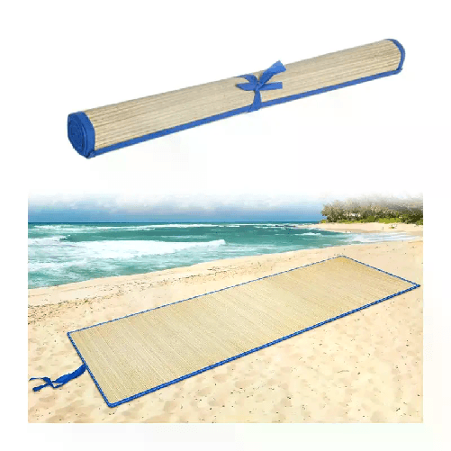Kmt Style Tappetino Stuoia in Paglia Telo Mare Spiaggia Pieghevole 170x90 Cm avvolgibile