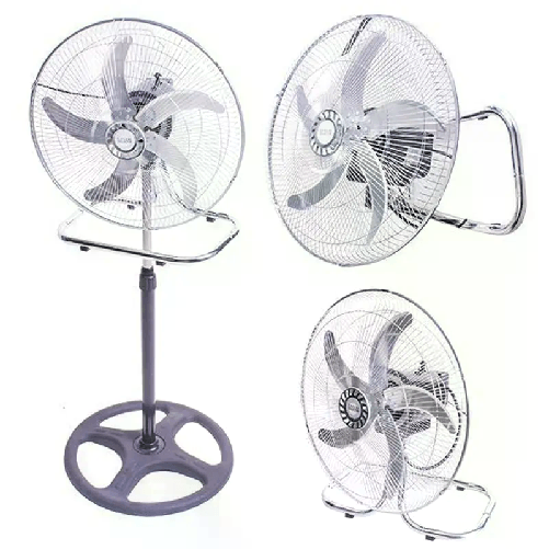 Coveri Collection Ventilatore a Piantana Acciaio 3in1 Terra Tavolo Parete Base Tonda 65W Pala 50
