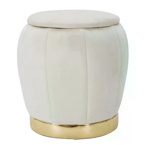Mauro Ferretti Puff Contenitore Crema Dorato cm diam 43X43 - PARIS