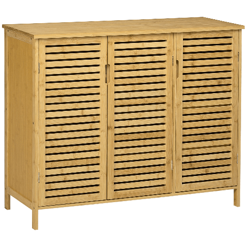 HOMCOM Mobile Scarpiera a 8 Ripiani su 3 Livelli con Maniglie, in Bambù, 100x35x80 cm, color Legno