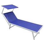 MILANI HOME HUGO - lettino mare prendisole pieghevole in alluminio con tettuccio