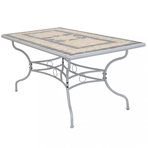 MILANI HOME VENTUS - tavolo da giardino in ferro con piano in mosaico 90 x 160 rettangolare