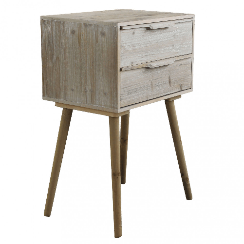 MILANI HOME EDOUARD - mobiletto con 2 cassetti in paulownia e mdf industrial