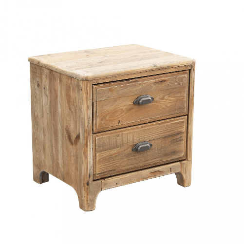 MILANI HOME PEZ - comodino con 2 cassetti in legno di pino riciclato