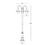 Pidema:Lampada palo alto due luci E27, lampione per giardino due lampadine colore nero. Lampade pali da esterno della linea lampara.