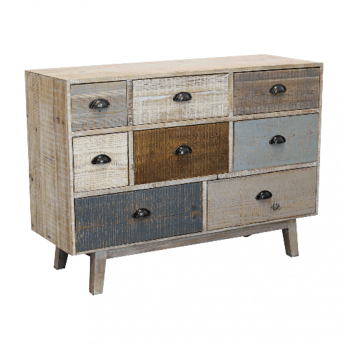 MILANI HOME COLORWOOD - cassettiera otto cassetti in legno colorato da 125 cm