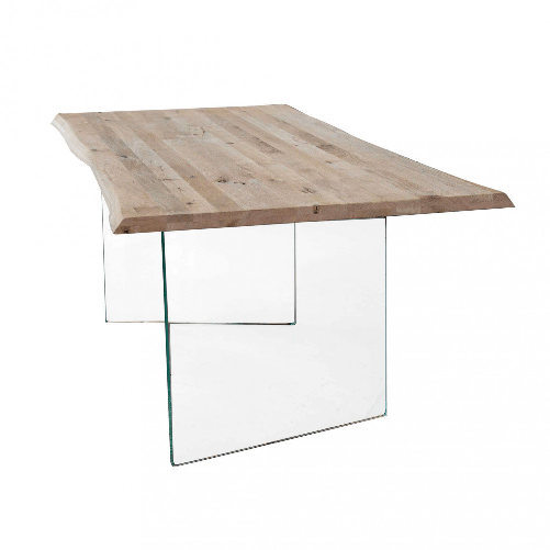 MILANI HOME ANSON - tavolo da pranzo moderno in vetro e legno