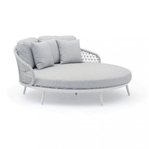 MILANI HOME WAVEL - divano da giardino circolare in alluminio con cuscini