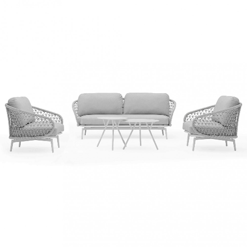 MILANI HOME WAVEL - salotto da giardino in alluminio e corda 5 posti