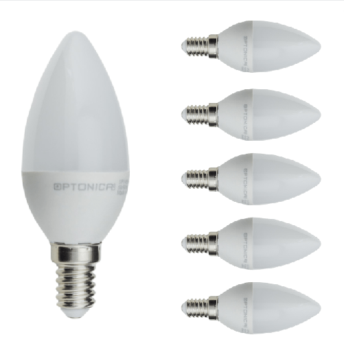 OPTONICA Lampadina led candela e14 6watt resa 40watt risparmio energetico 6000k pezzi 6