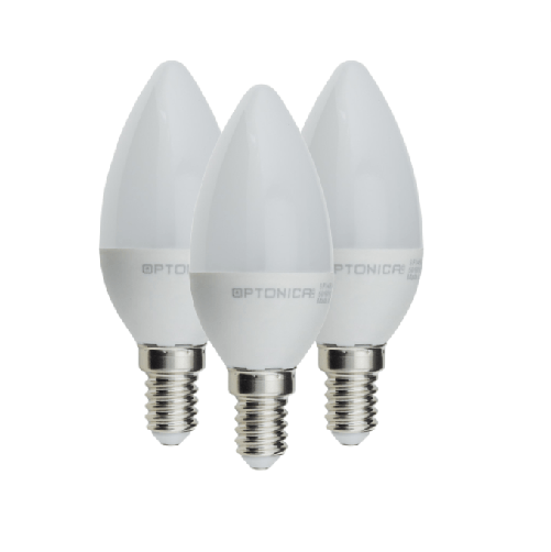 OPTONICA Lampadina led candela e14 6watt resa 40watt risparmio energetico 6000k pezzi 3