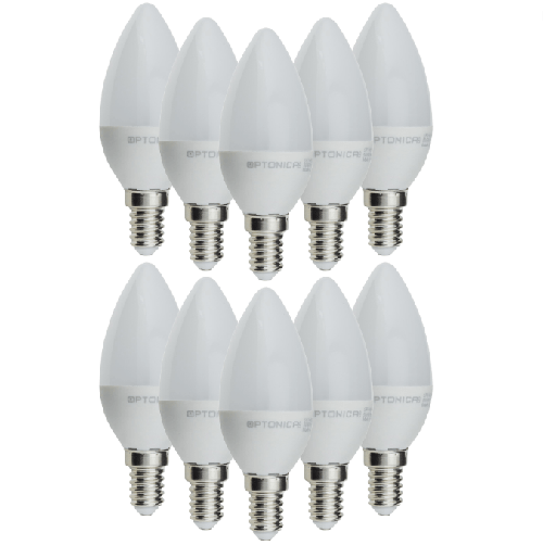 OPTONICA Lampadina led candela e14 6watt resa 40watt risparmio energetico 6000k pezzi 10