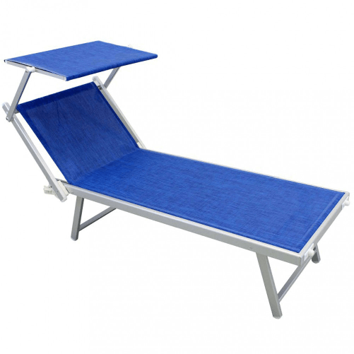 MILANI HOME HUGO - lettino mare prendisole pieghevole in alluminio con tettuccio