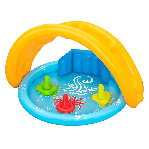 TrAdE Shop Traesio  Piscina Gioco Gonfiabile Lil Seashapes Con Schienale Tetto Bimbi +6 Mesi Giardino 52568 -