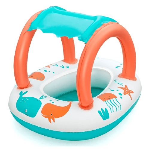 TrAdE Shop Traesio  Canottino Gommone Comfort Plush Per Bambini Tetto Parasole Design Creature Marine 34203 -