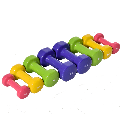 HOMCOM Set 4 Manubri Esagonali da 20 kg Totali in Acciaio e PU da 1 a 4kg, Multicolore